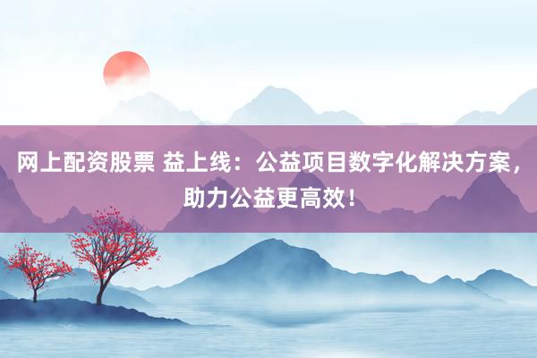 网上配资股票 益上线：公益项目数字化解决方案，助力公益更高效！