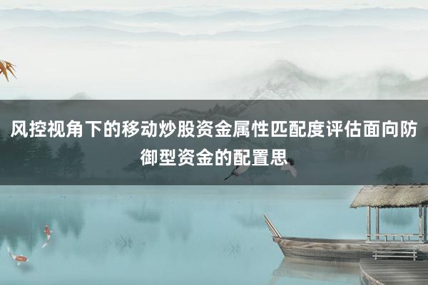风控视角下的移动炒股资金属性匹配度评估面向防御型资金的配置思