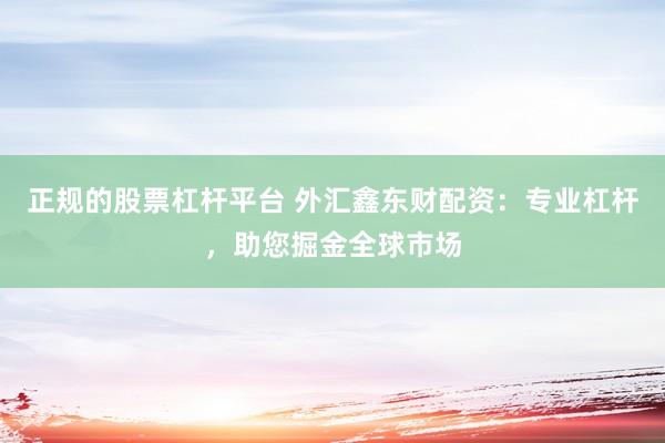 正规的股票杠杆平台 外汇鑫东财配资：专业杠杆，助您掘金全球市场