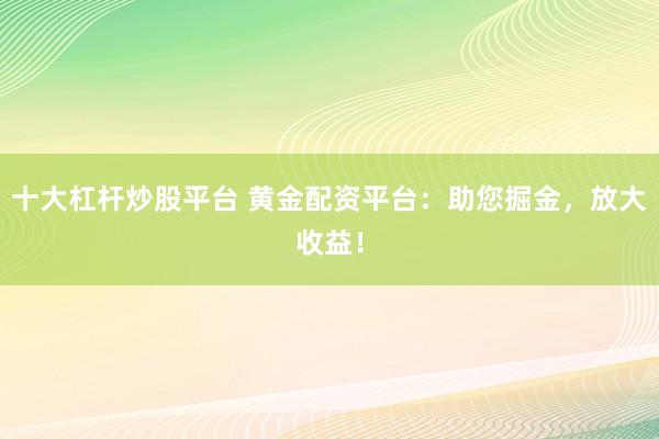 十大杠杆炒股平台 黄金配资平台：助您掘金，放大收益！