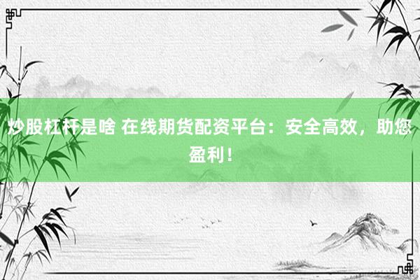 炒股杠杆是啥 在线期货配资平台：安全高效，助您盈利！