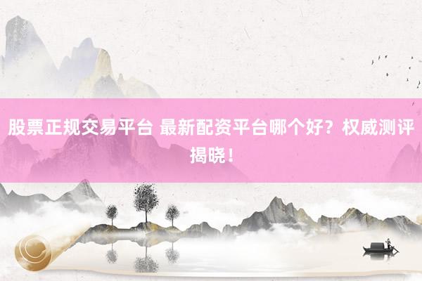 股票正规交易平台 最新配资平台哪个好？权威测评揭晓！